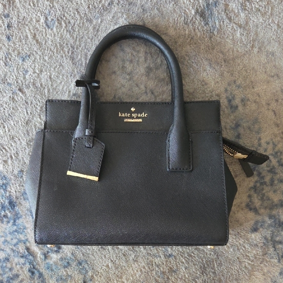 kate spade Handbags - kate spade Black Leather Top-Handle Satchel with Gold Logo